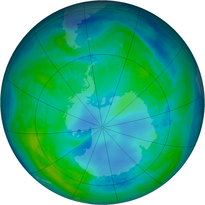 Antarctic ozone map for 09 May 2003